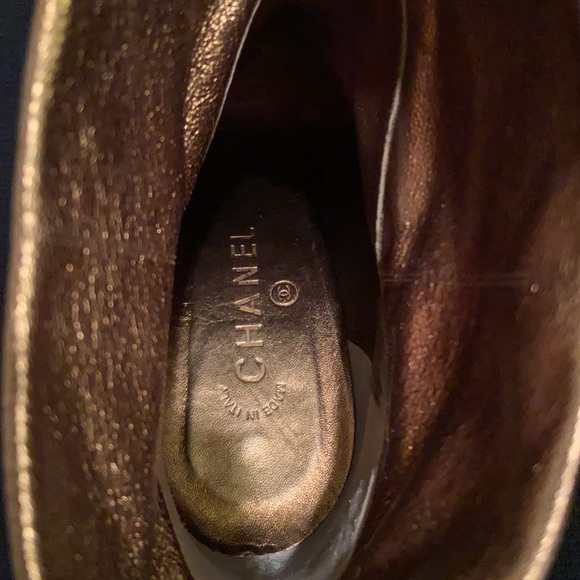 Authentic Chanel black suede fold over booties block heel boots shoes size 40 - Picture 7 of 15